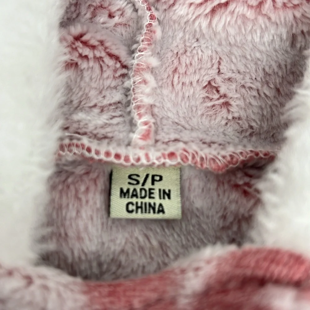 Barkley & Finn Soft Fuzzy Fleece Hooded Dog Pajamas Pink with Stars PomPom Small